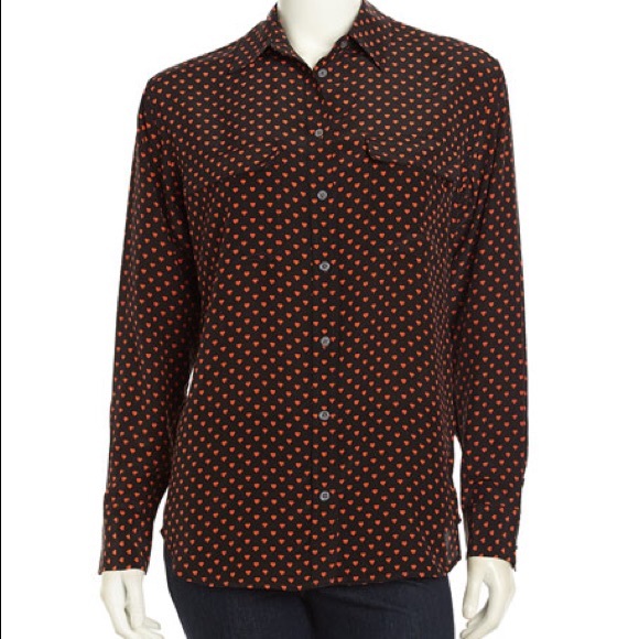 Equipment Tops - Equipment: LIKE NEW Heart-Print Georgette Blouse